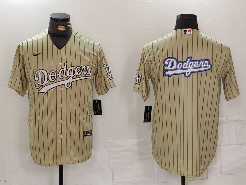 Men Los Angeles Dodgers Blank Cream Stripe Game 2024 Nike MLB Jersey style 5